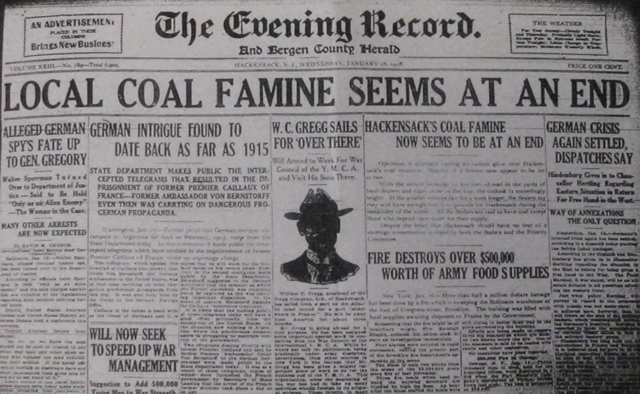 Local Coal Famine Seems at an End January 16 1918